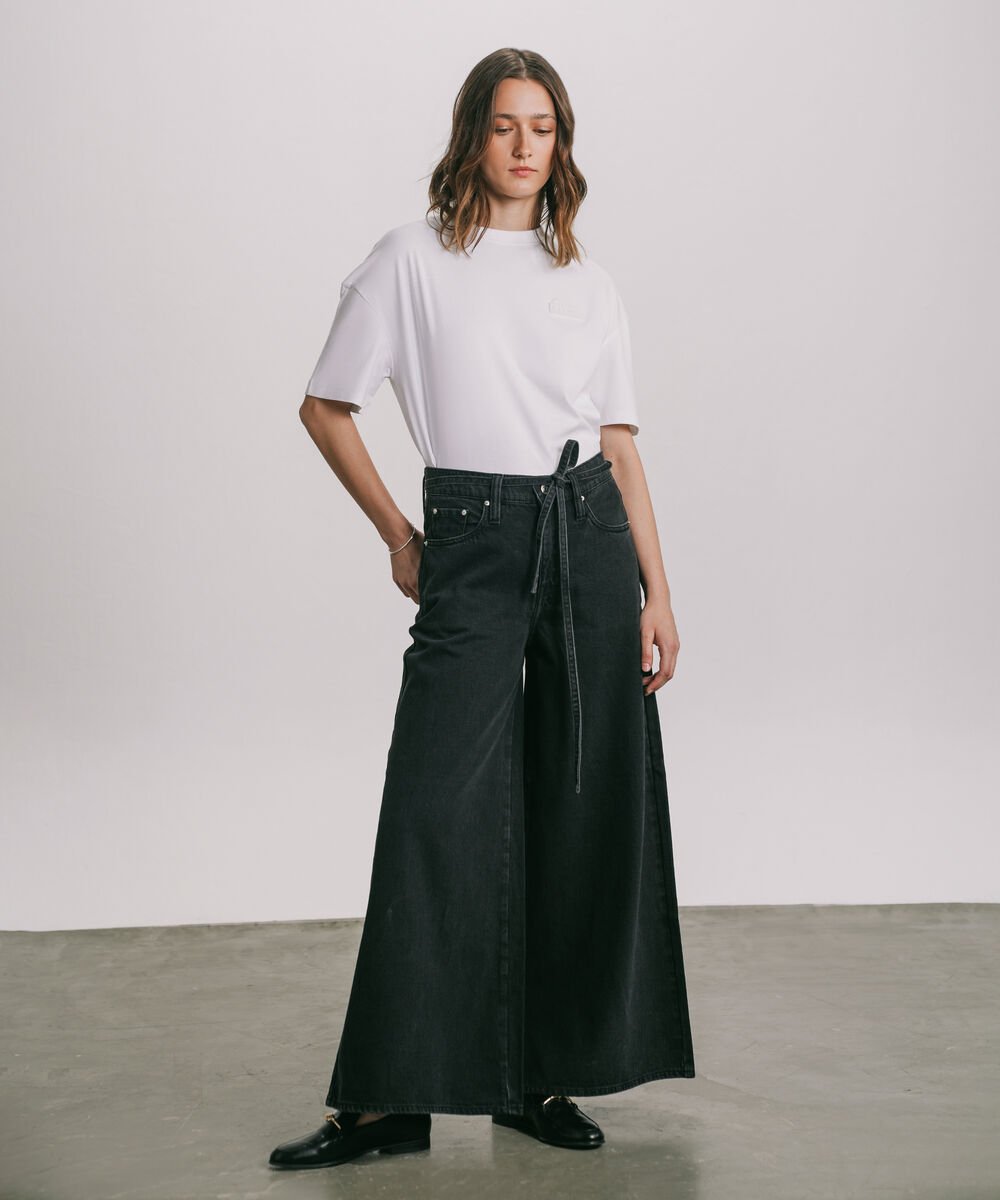 Women's Western Wear Grey Super Wide Leg Jeans