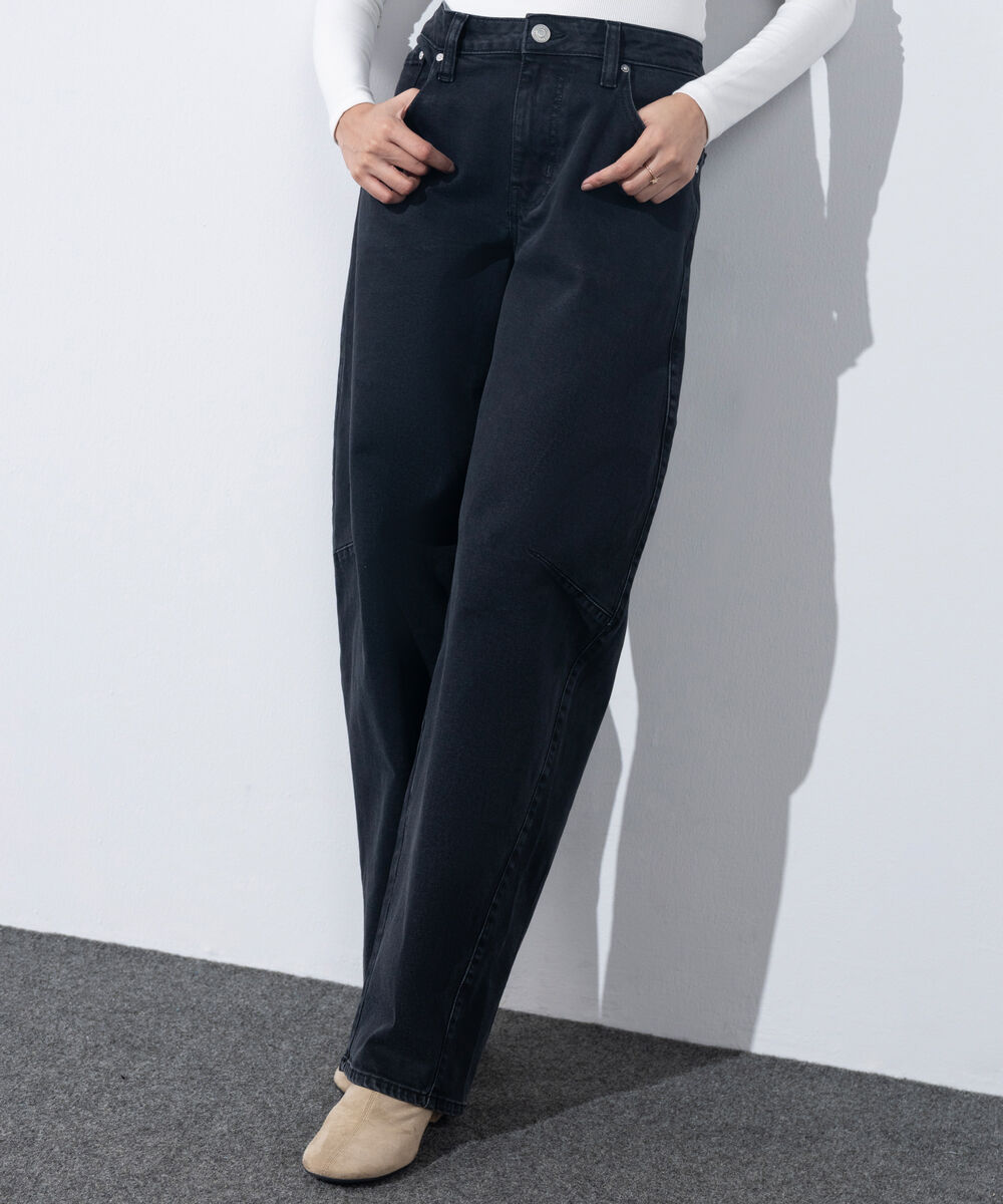 Women's Western Wear Dark Grey Barrel Fit Jeans