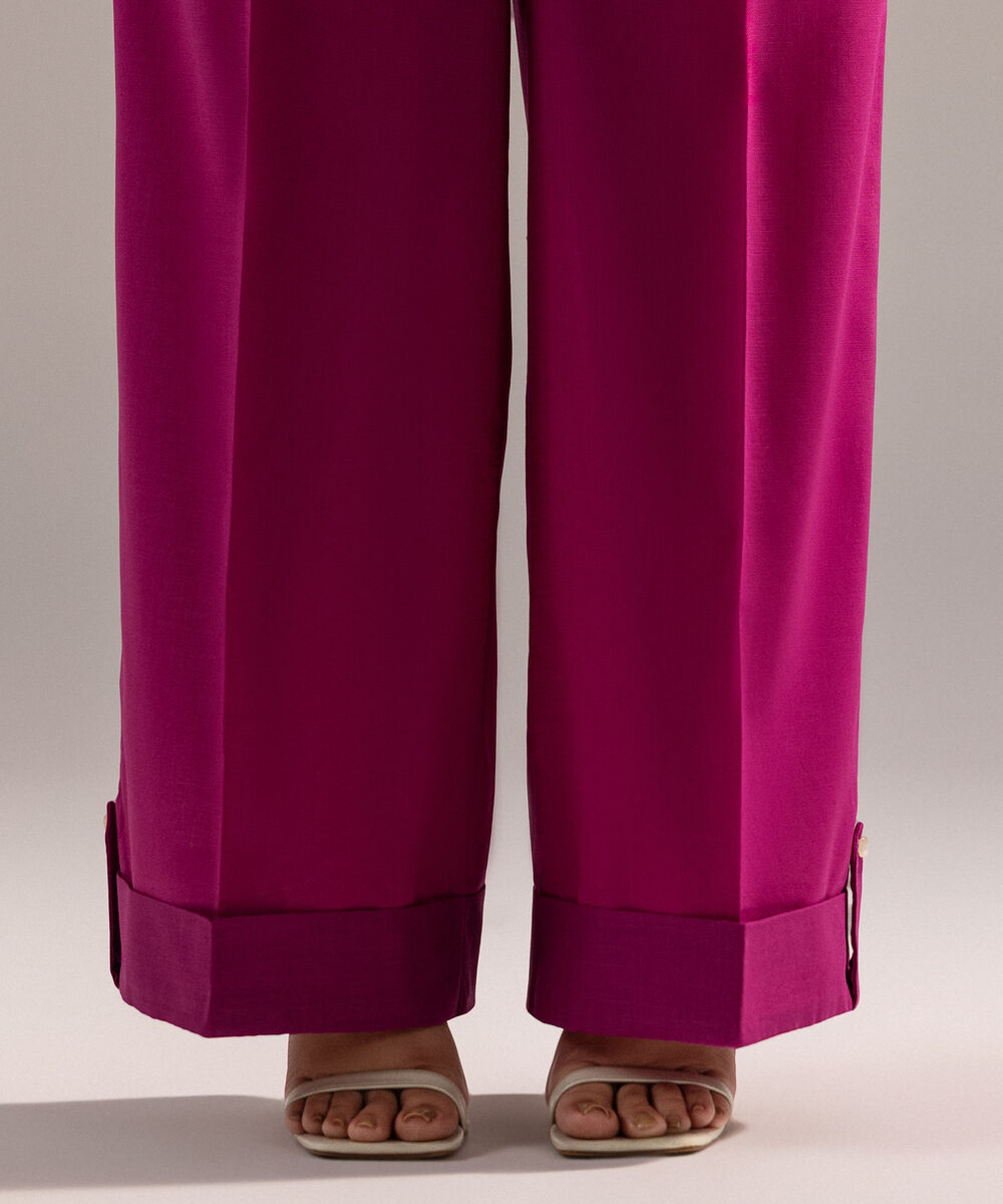 Women's RTW Crosshatch Solid Pink Culottes