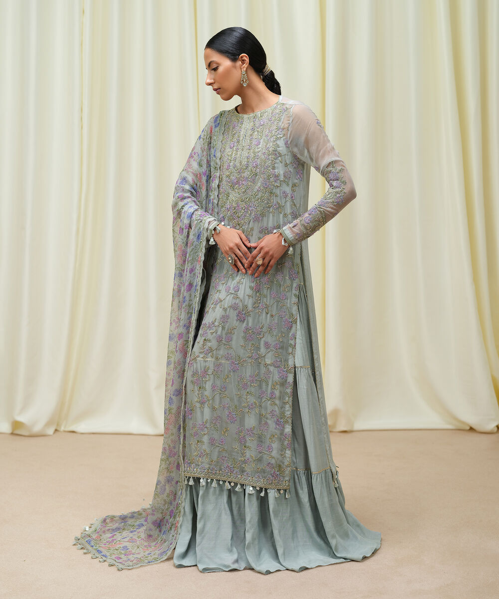 Women's Unstitched Crinkle Chiffon Dyed Three Piece Suit