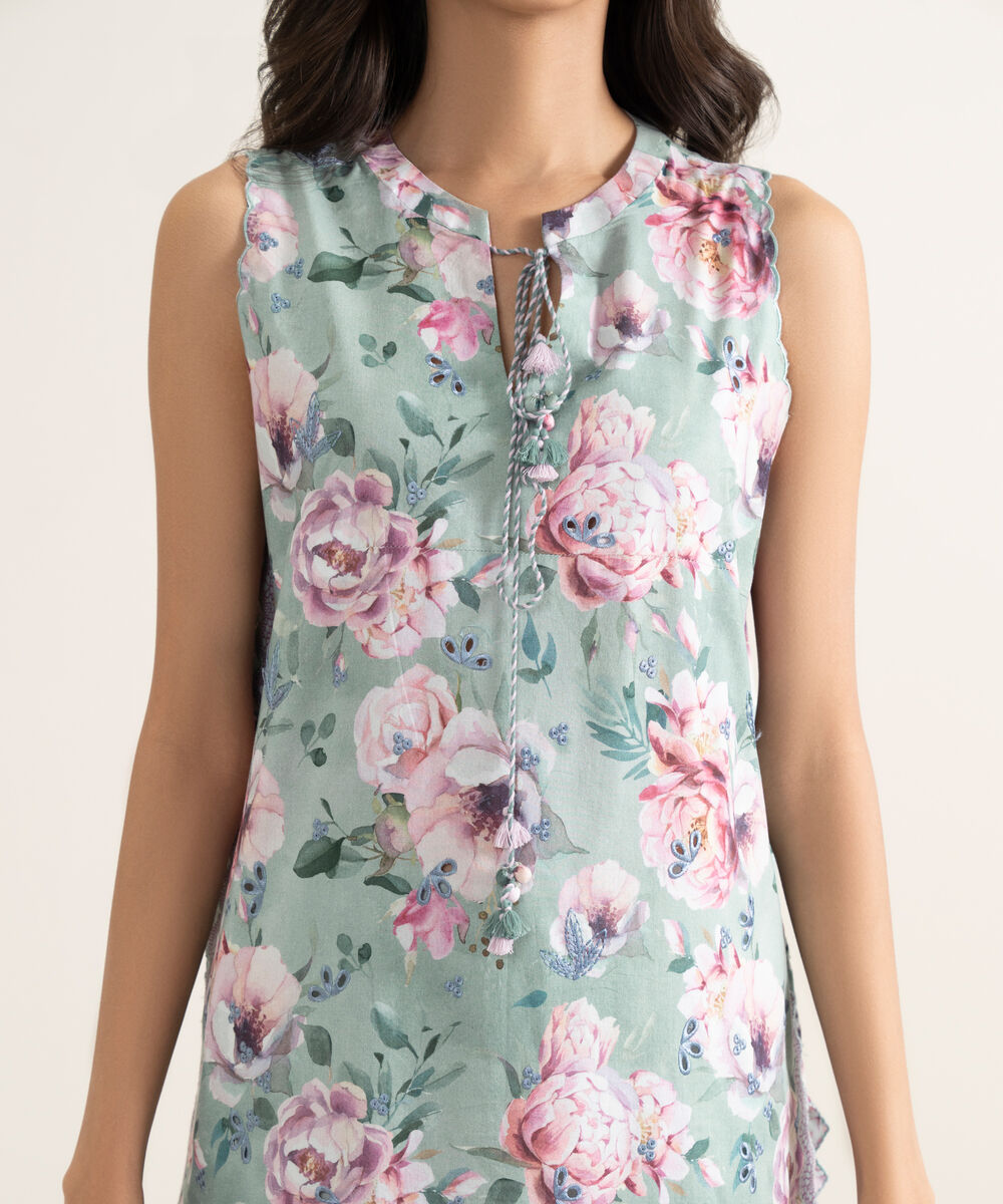 Women's Unstitched Lawn Embroidered Blue 3 Piece Suit