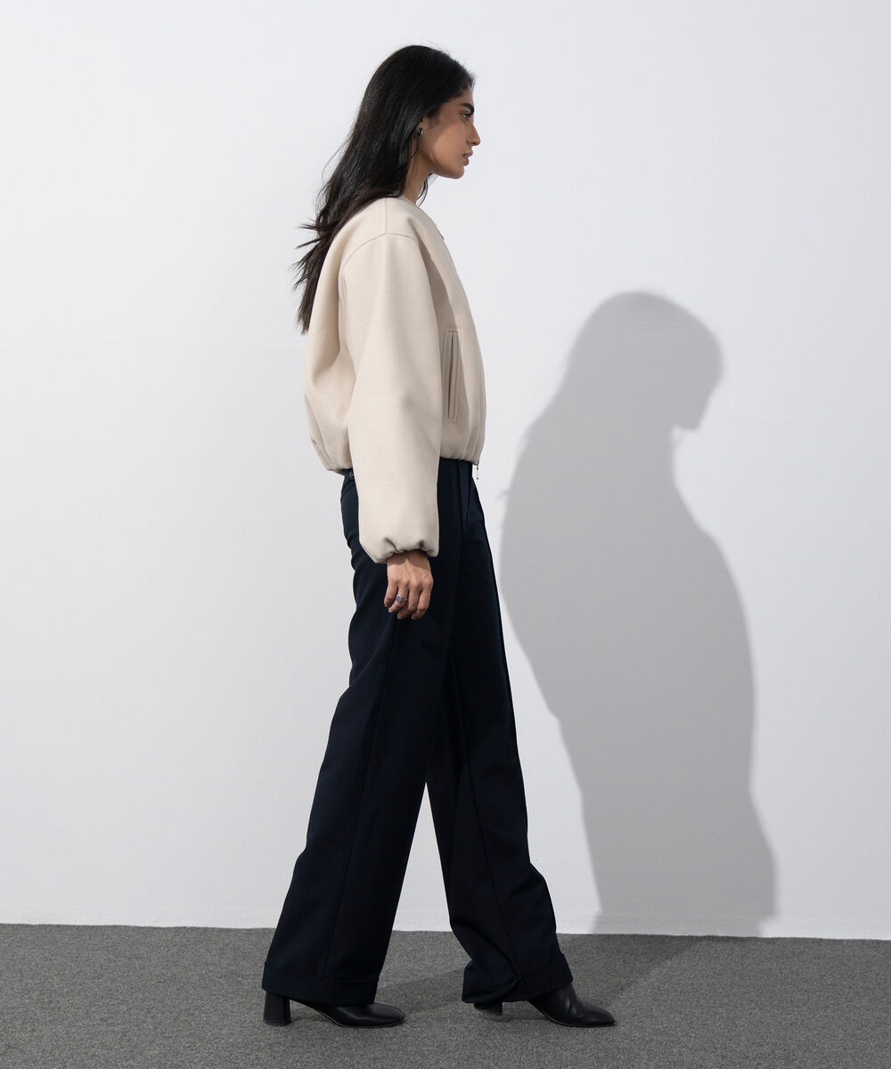 Women's Western Wear Beige Zip-Up Puffed Jacket