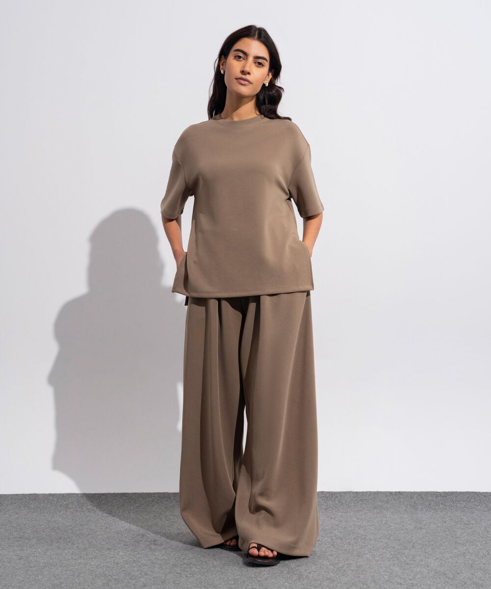 Women's Western Wear Soft Lux Loose Fit Brown T-shirt