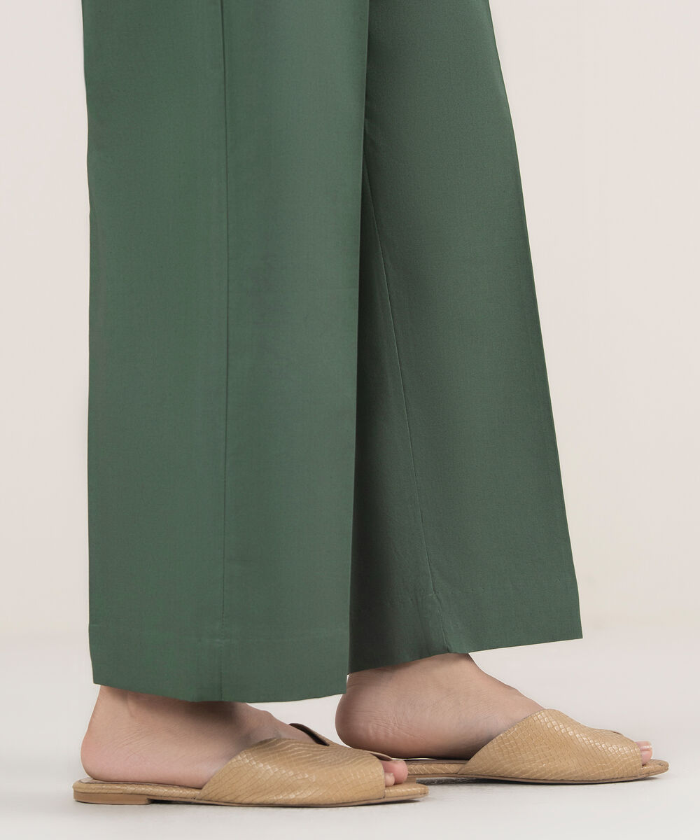 Women's Unstitched Cotton Printed Green Trousers Fabric