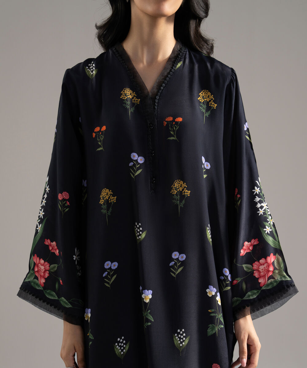 Women's RTW BEmbroiderederg Grip Printed Black 3 Piece Suit