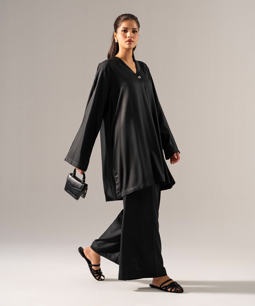 Women's RTW Bedford Solid Black 2 Piece Suit