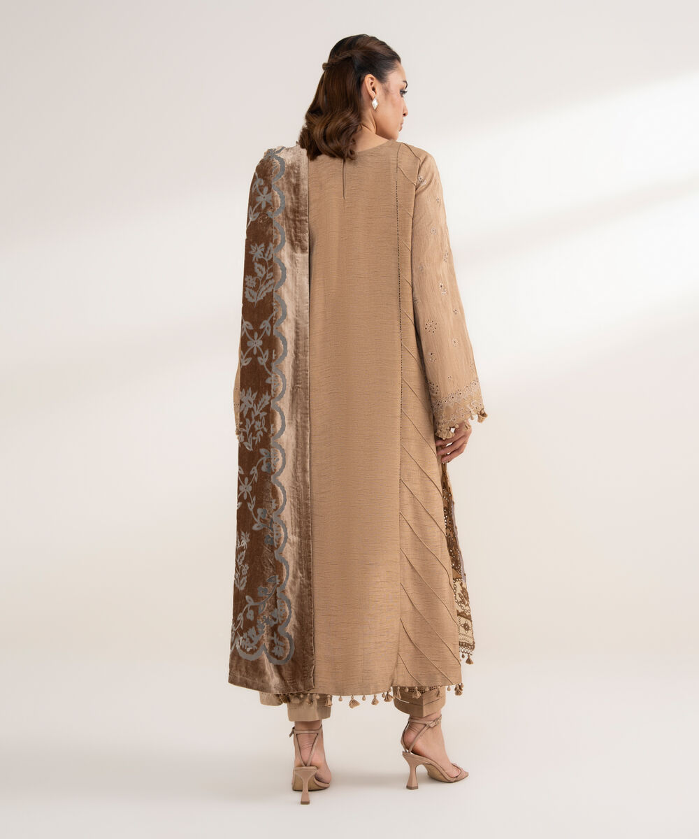 Women's Unstitched Viscose Raw Silk 3 Piece Suit