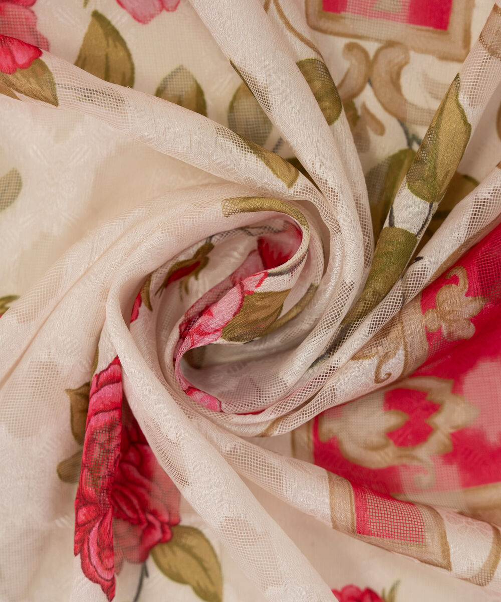 Brochea Jacquard Printed Pink Dupatta