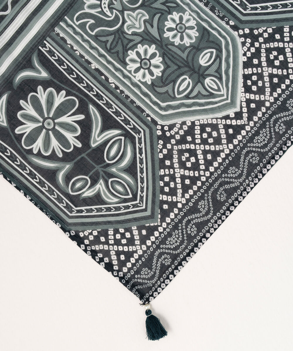 Lawn Printed Black Dupatta