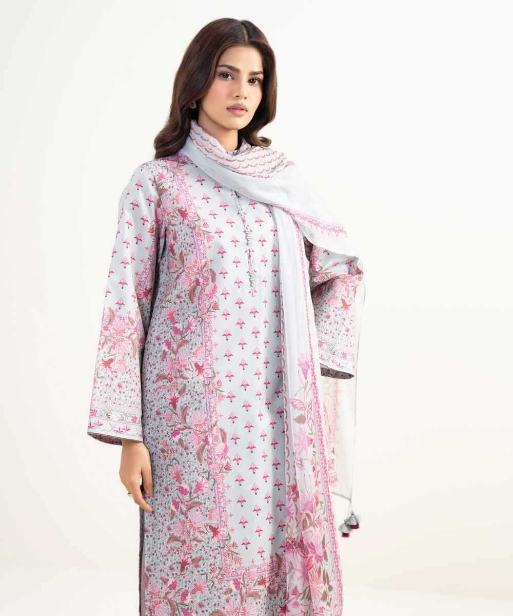 Women's Unstitched Lawn Printed Multi 3 Piece Suit