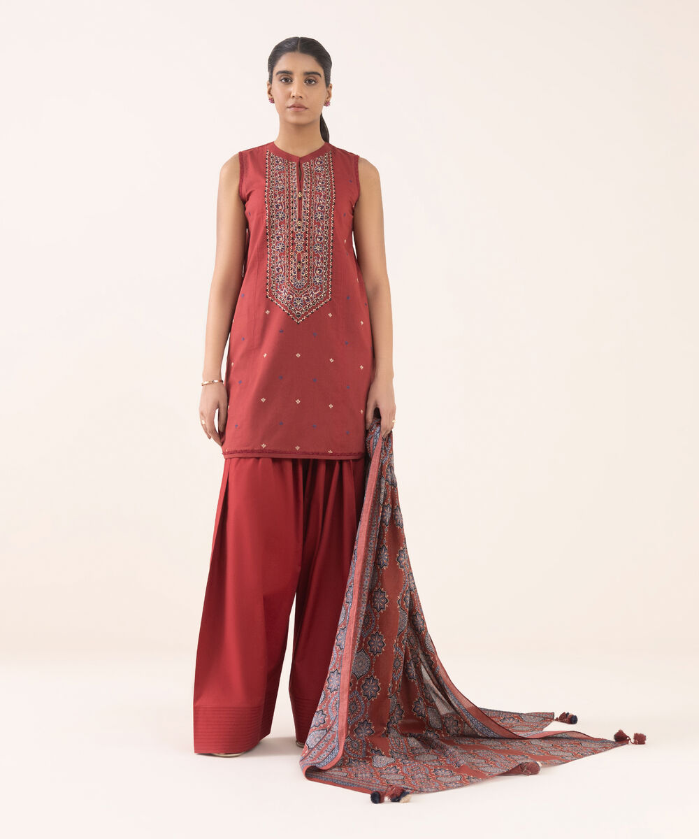 Women's Unstitched Lawn Embroidered Multi Three Piece Suit