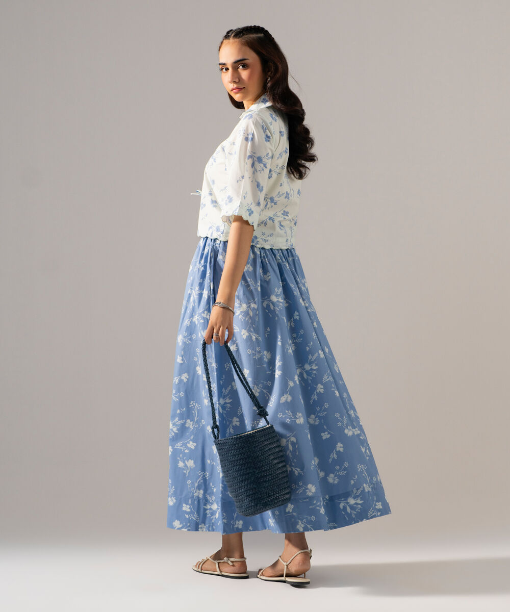 Women's RTW Poplin Printed White Top