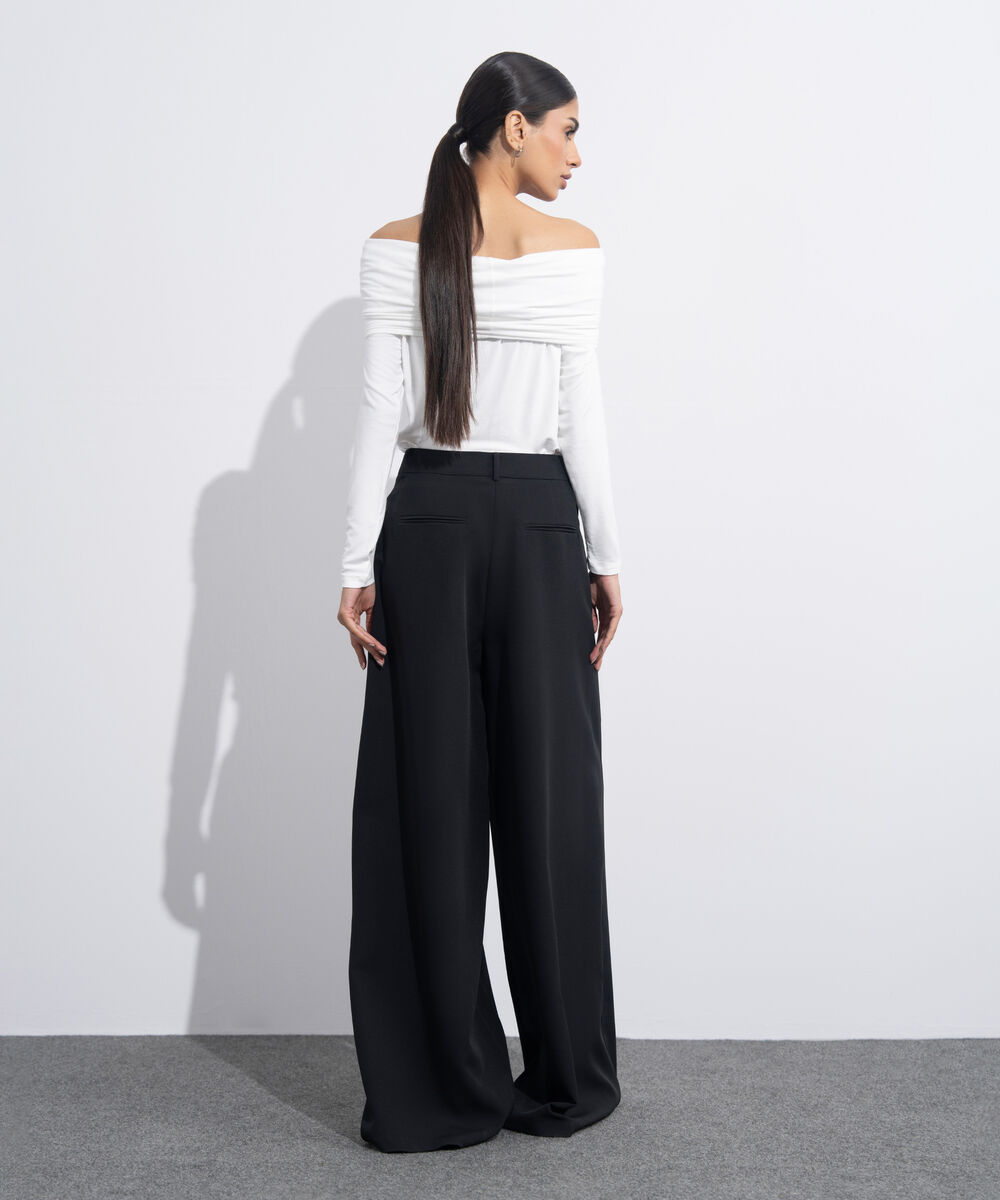 Women's Western Wear White Gathered Off-Shoulder Top