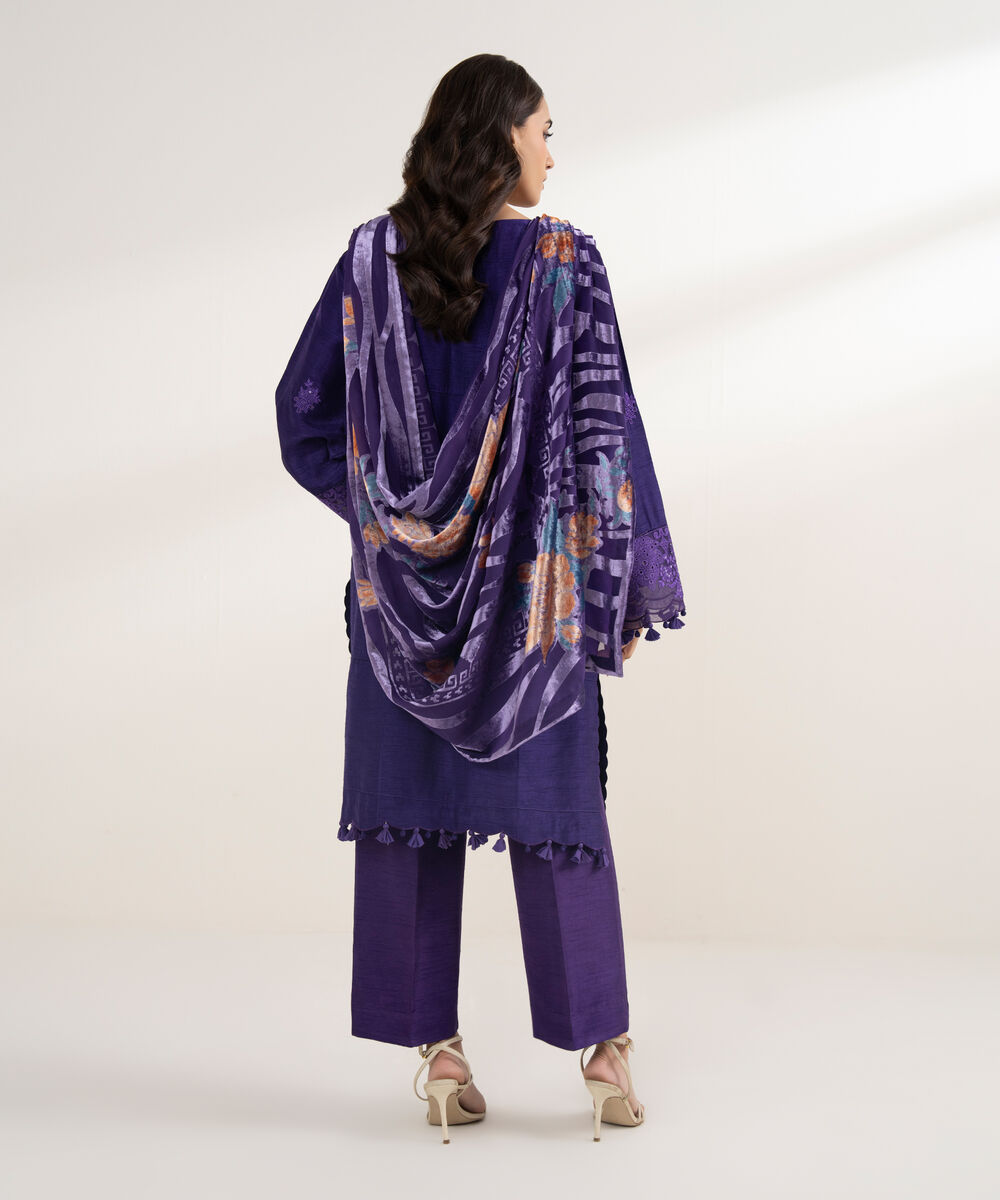 Women's Unstitched Viscose Raw Silk 3 Piece Suit