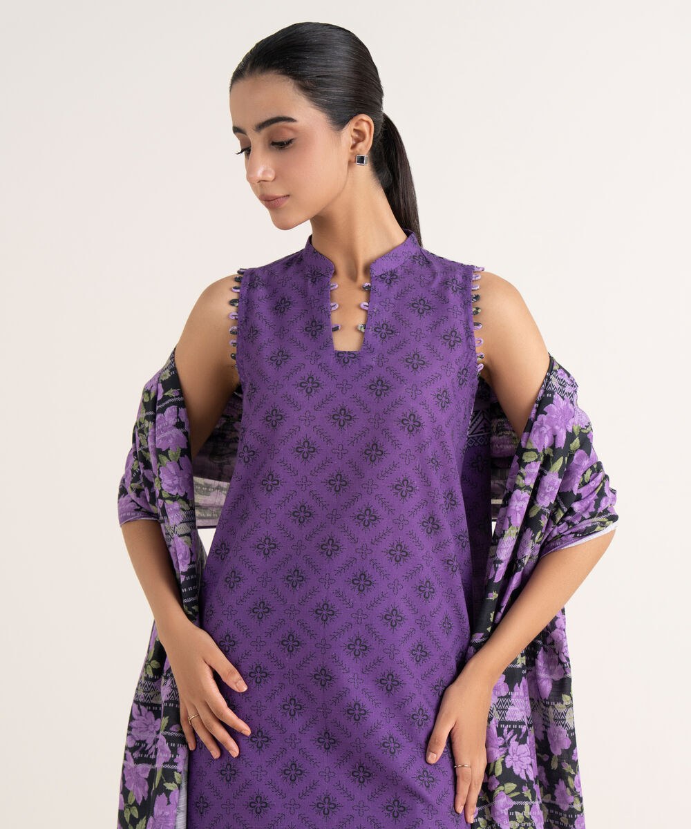 Women's Unstitched Light Khaddar Printed Multi Three Piece Suit