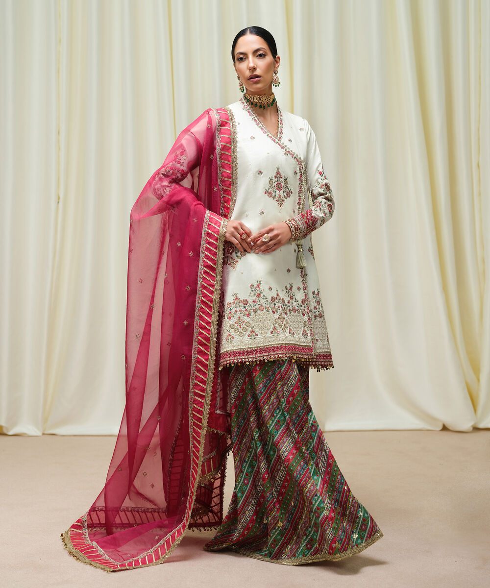 Women's Unstitched Viscose Raw Silk Dyed Three Piece Suit