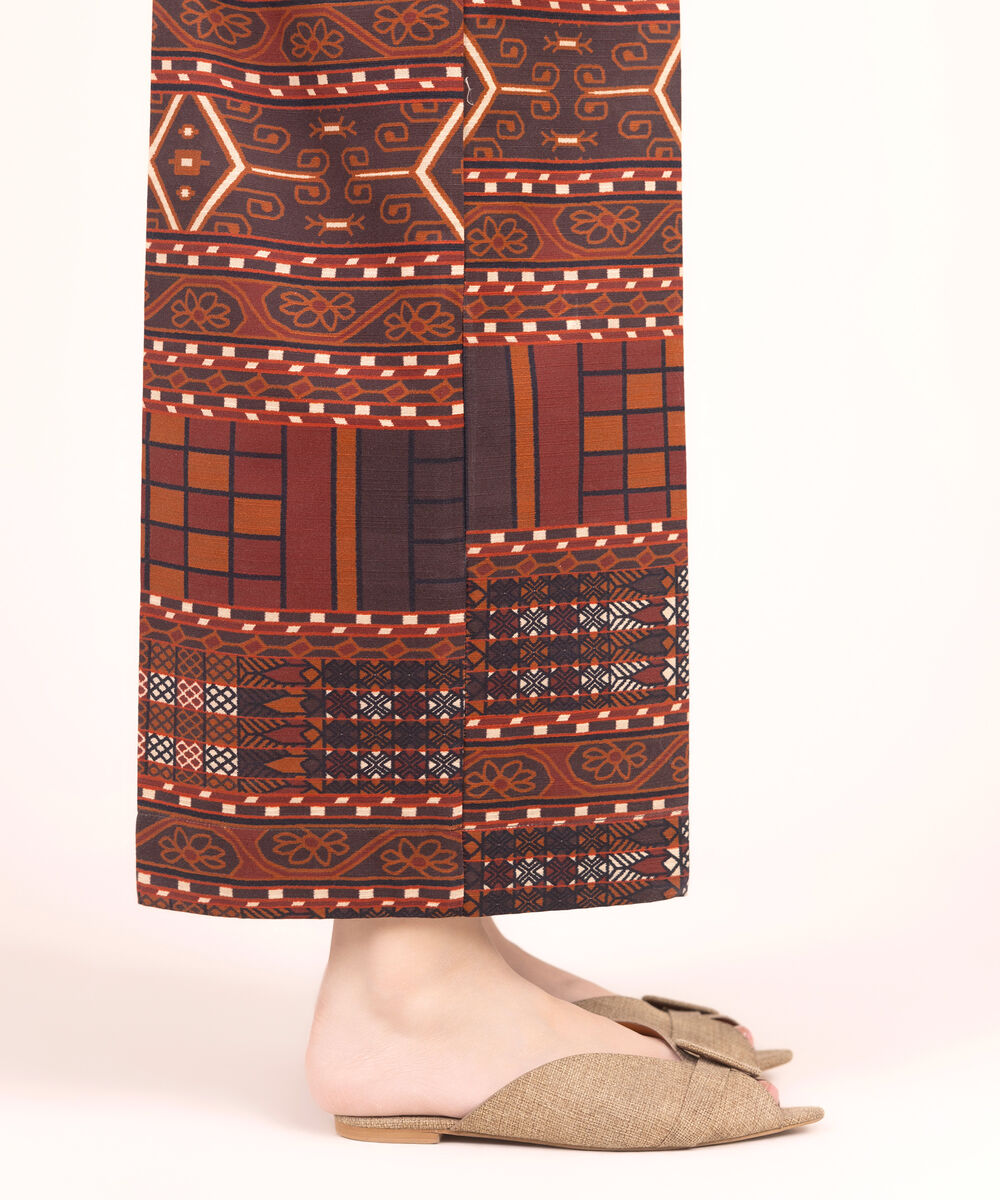 Women's RTW Cotton Printed Brown Culottes