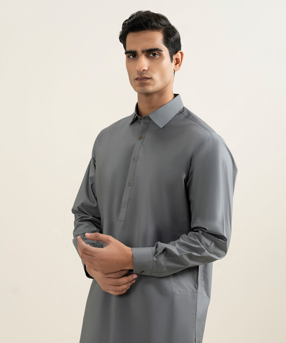 Men's Stitched Grey Kameez Shalwar