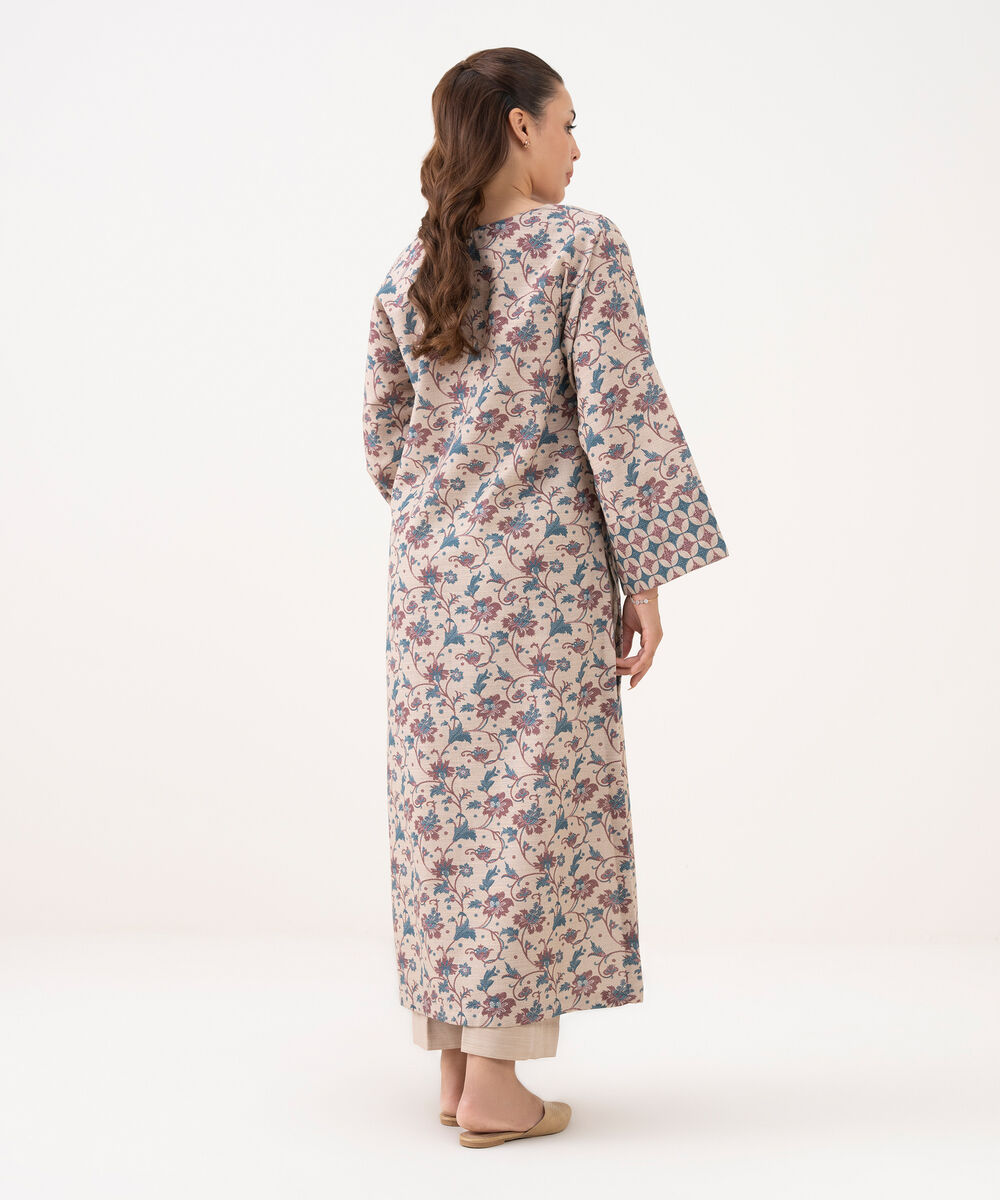 Women's Unstitched Cotton Printed Pink Shirt