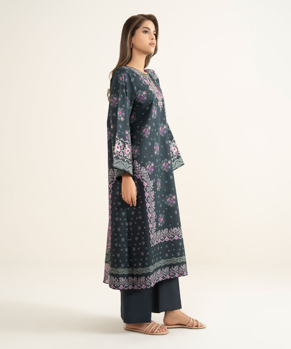 Women's Unstitched Lawn Embroidered Black 3 Piece Suit