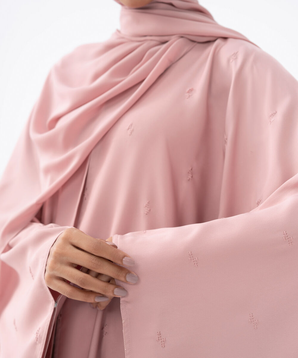 Women's Pink Polyester Abaya Set