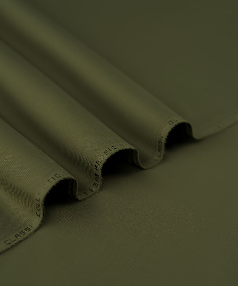 Men's Unstitched 2-Piece Premium Wash & Wear Dobby Olive Brown Suit