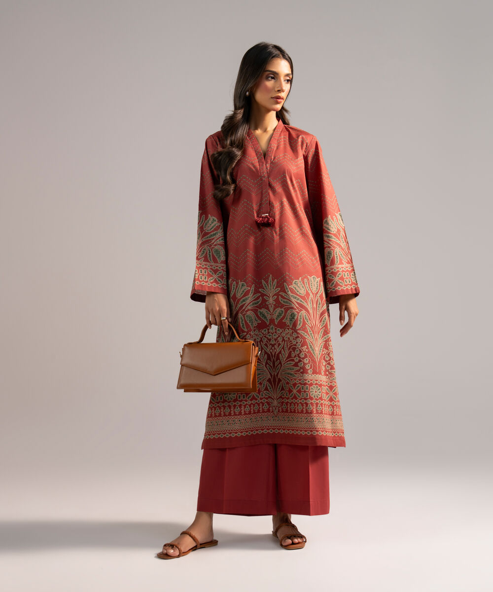 Women's RTW Lawn Printed Maroon 2 Piece Suit