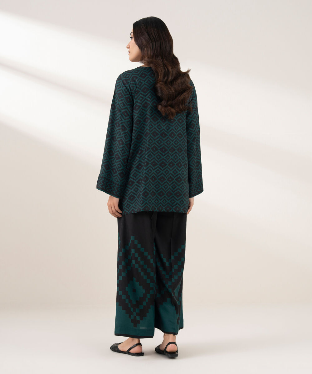 Women's RTW Viscose Linen Printed Straight Blue Shirt