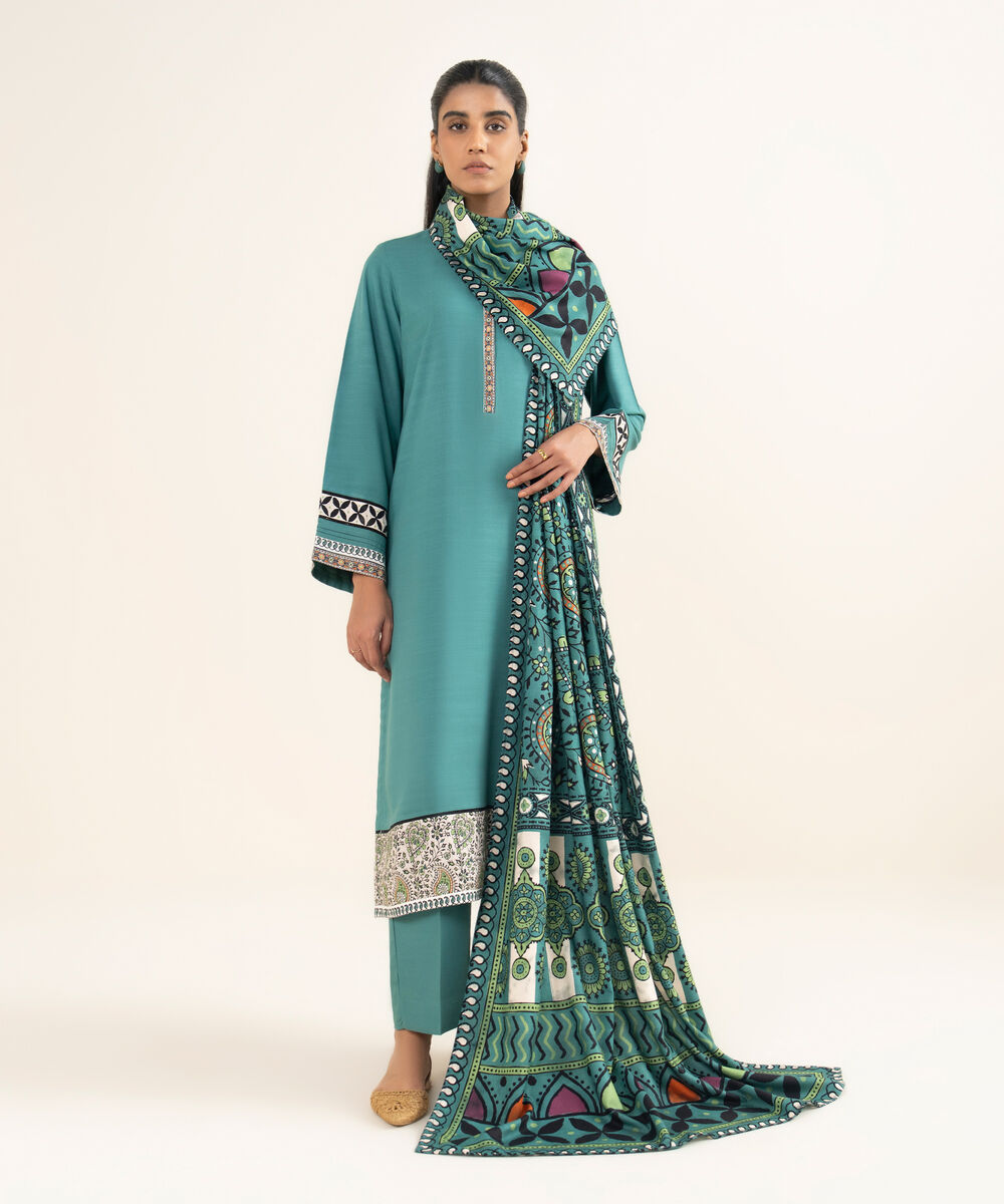 Linen Printed Teal Dupatta