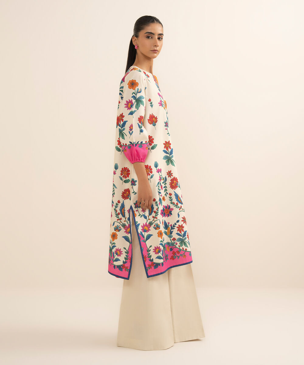 Women's Unstitched Cotton Printed Multi 3 Piece Suit