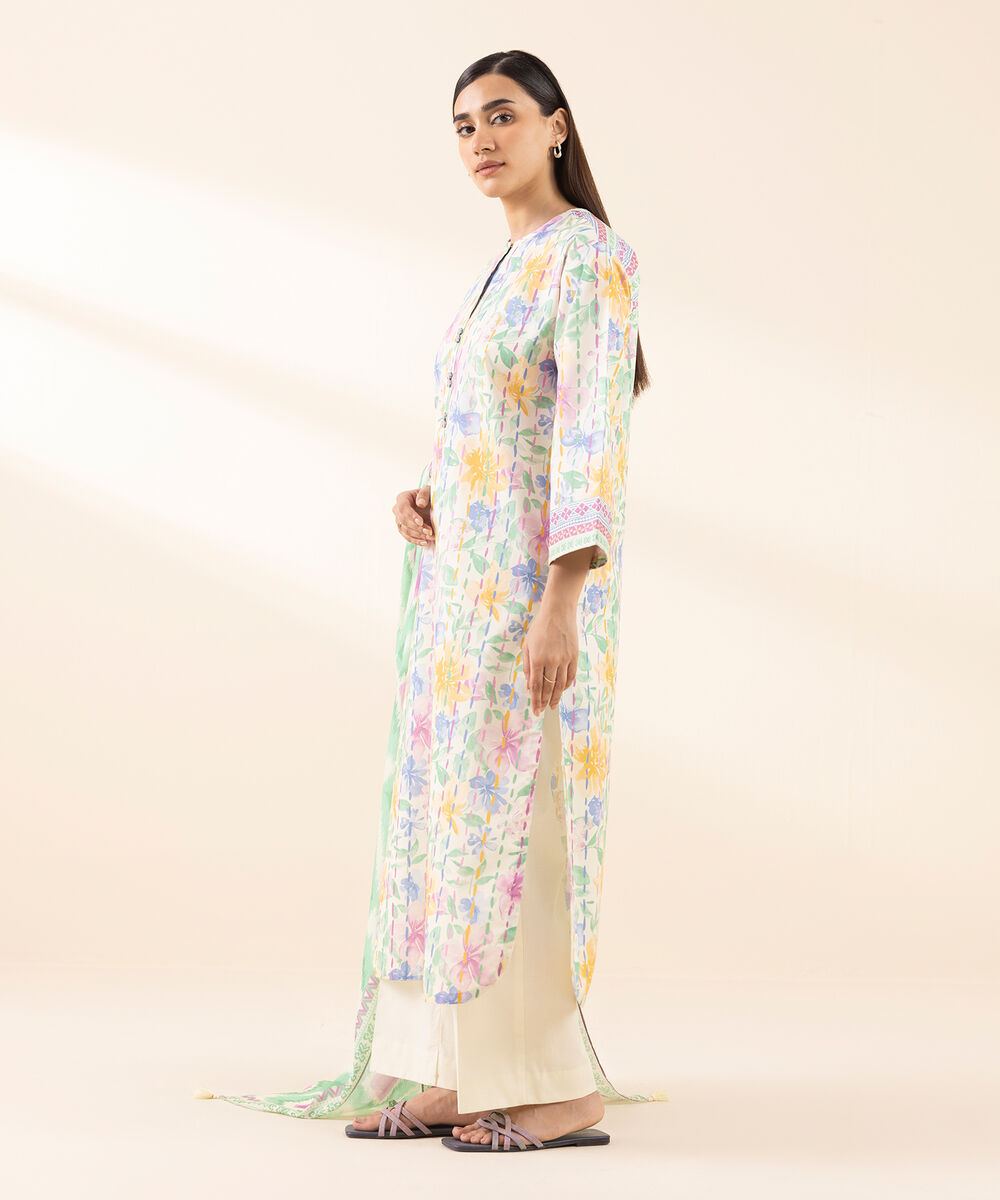 Women's Unstitched Lawn Printed Multi 2 Piece Suit