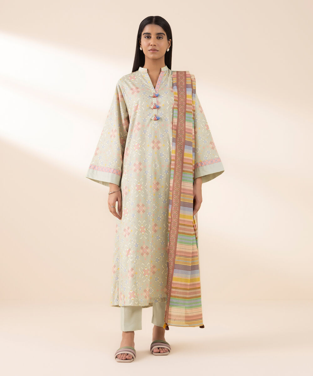 Women's Unstitched Lawn Printed Multi 3 Piece Suit