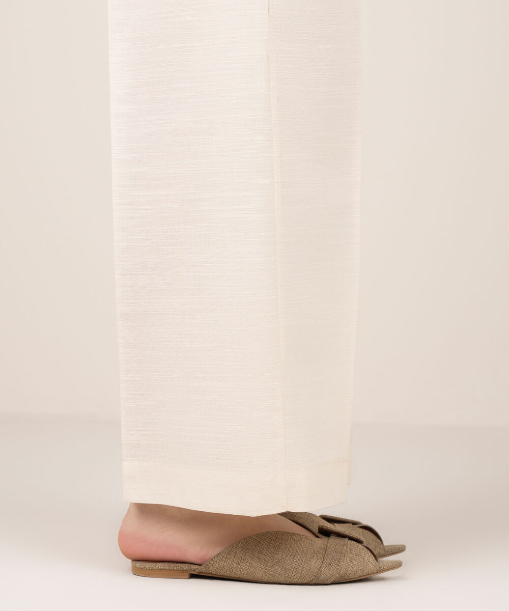 Women's RTW Khaddar Solid Off White Culottes