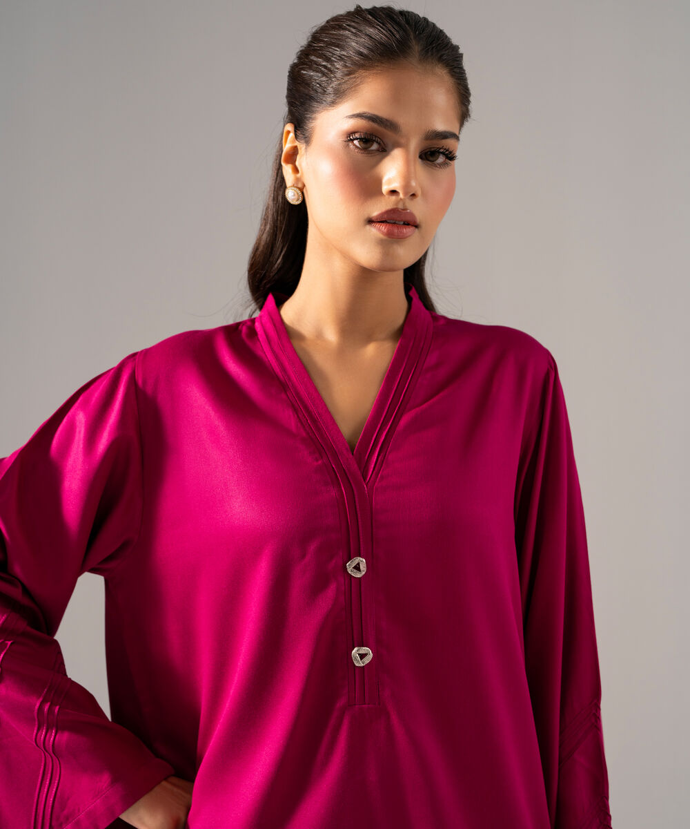 Women's RTW Bedford Solid Pink 2 Piece Suit