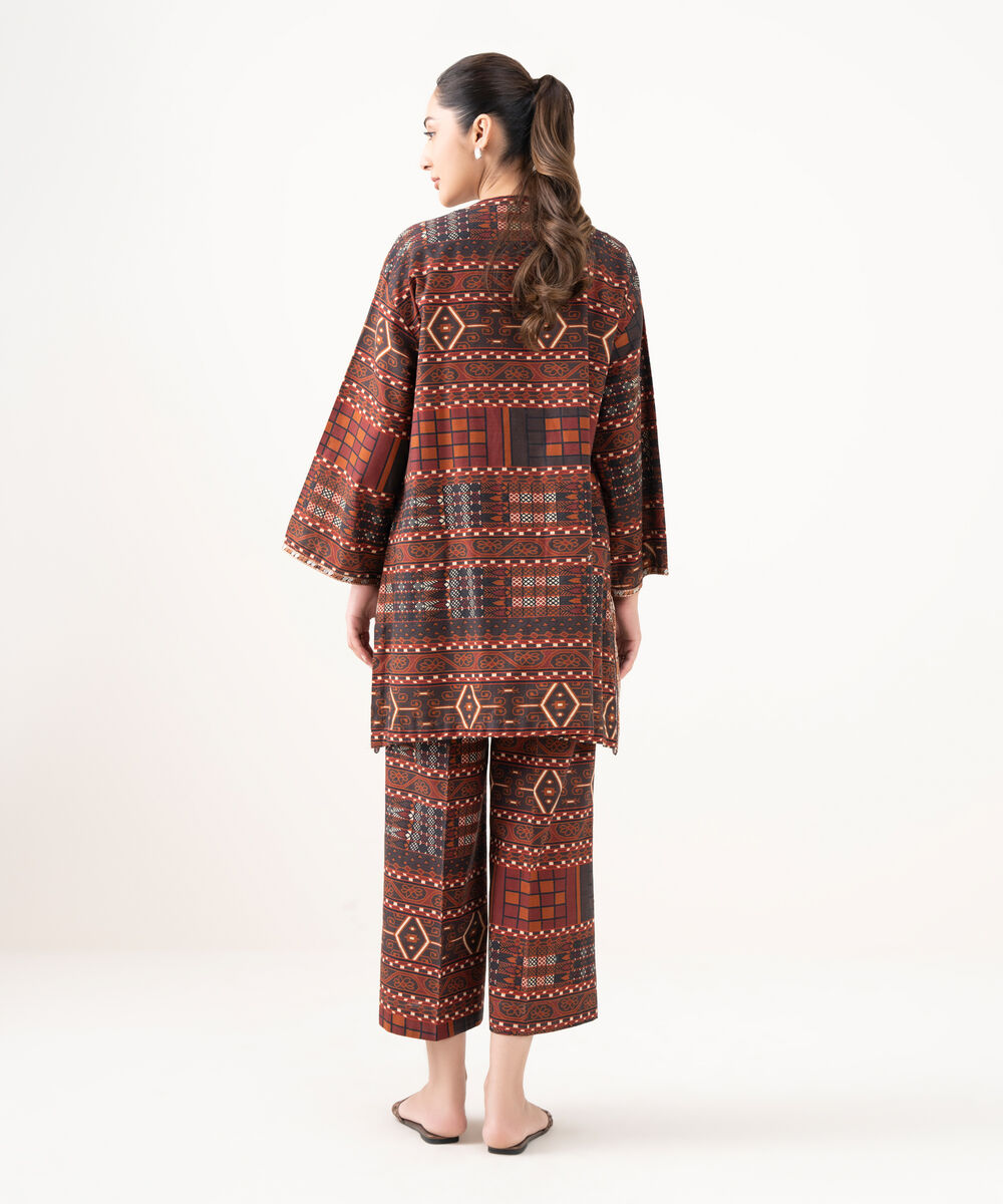 Women's RTW Light Khaddar Embroidered Brown Drop Shoulder Shirt