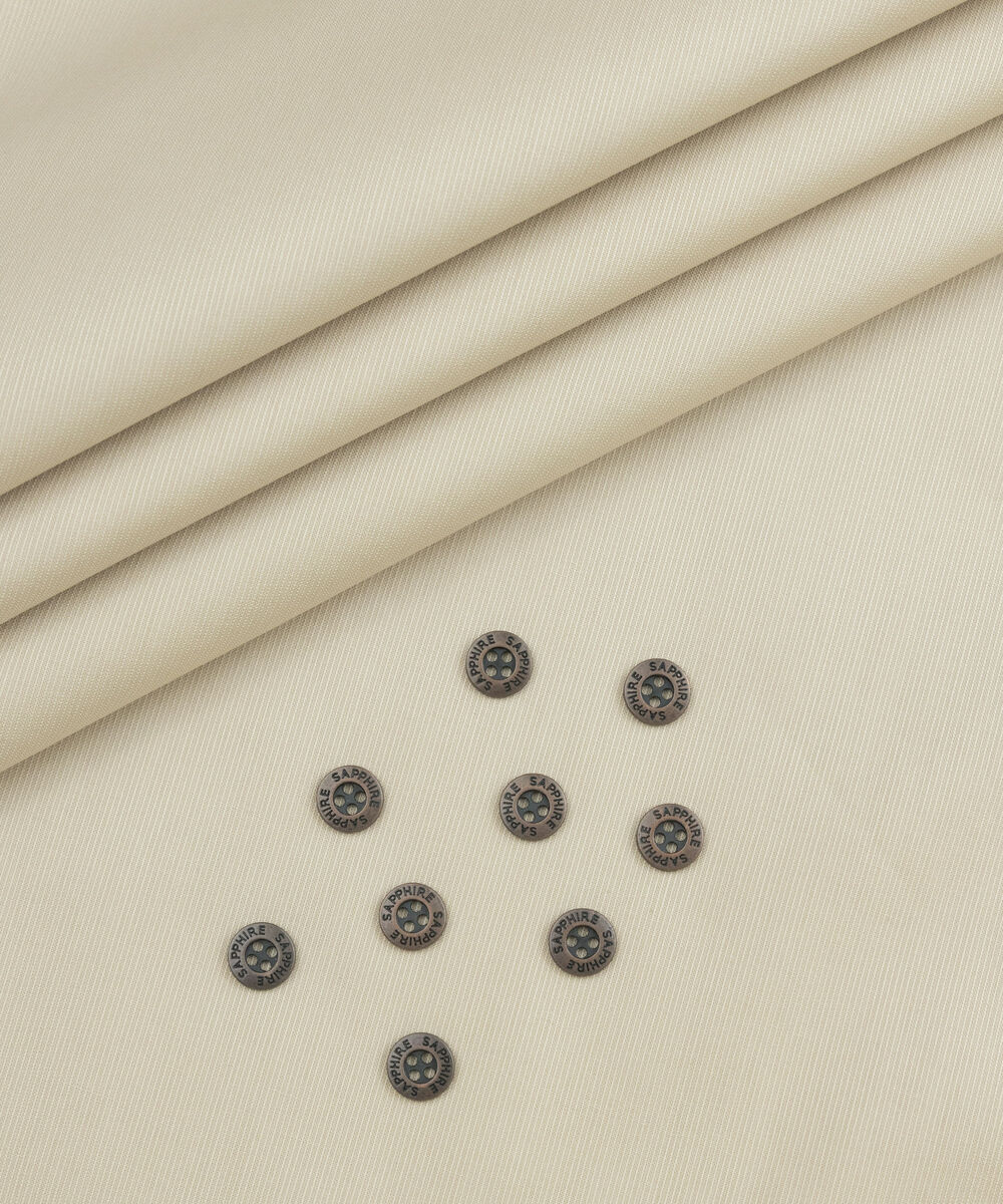 Men's Unstitched Two-Piece Beige Premium Cotton Dobby Suit