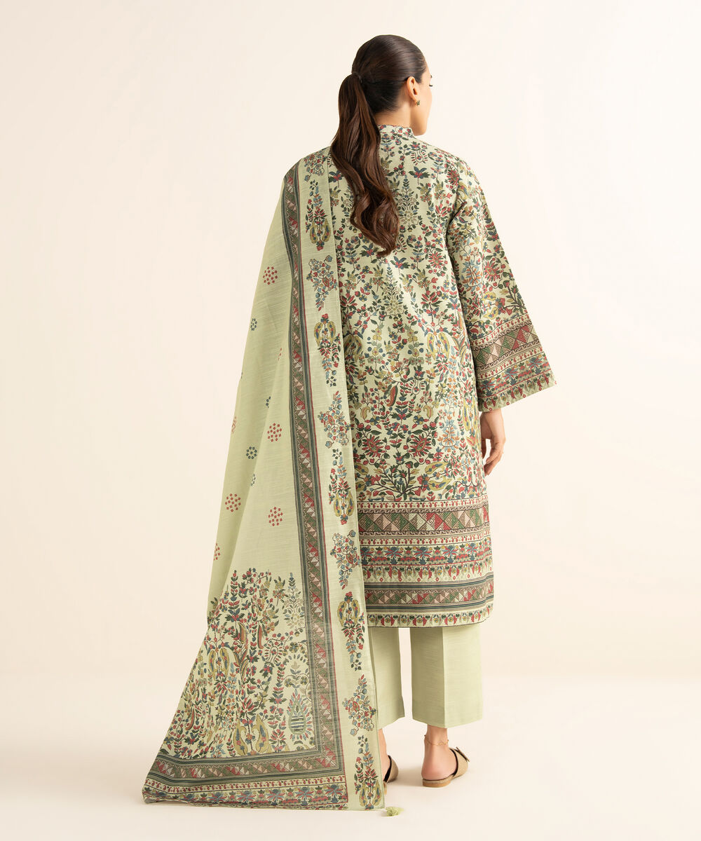 Women's Unstitched Cotton Printed Multi 3 Piece Suit