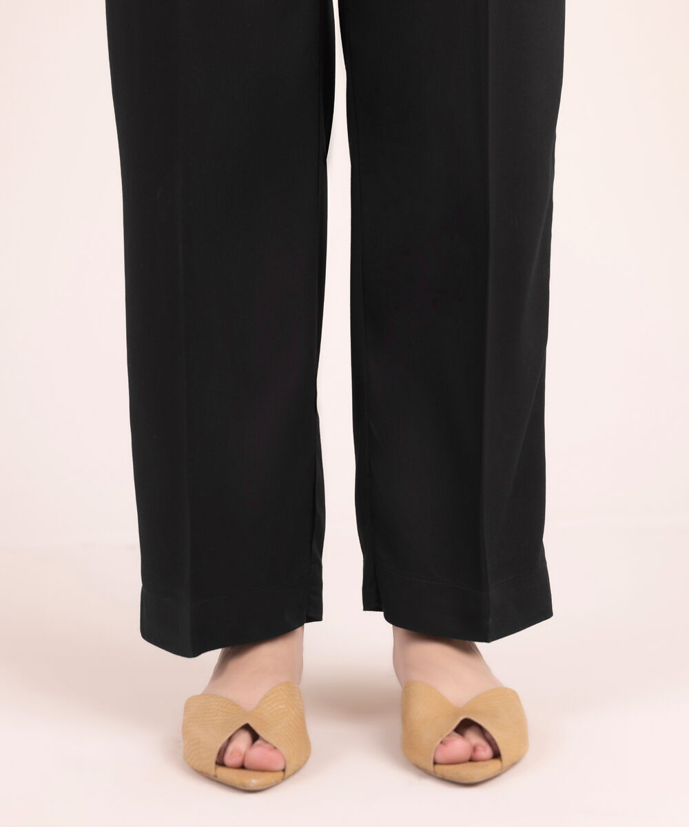 Women's RTW Bedford Solid Black Straight Pants