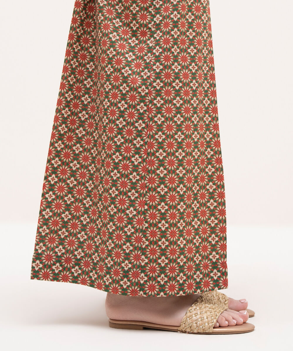 Women's RTW Cambric Green Printed Flared Pants