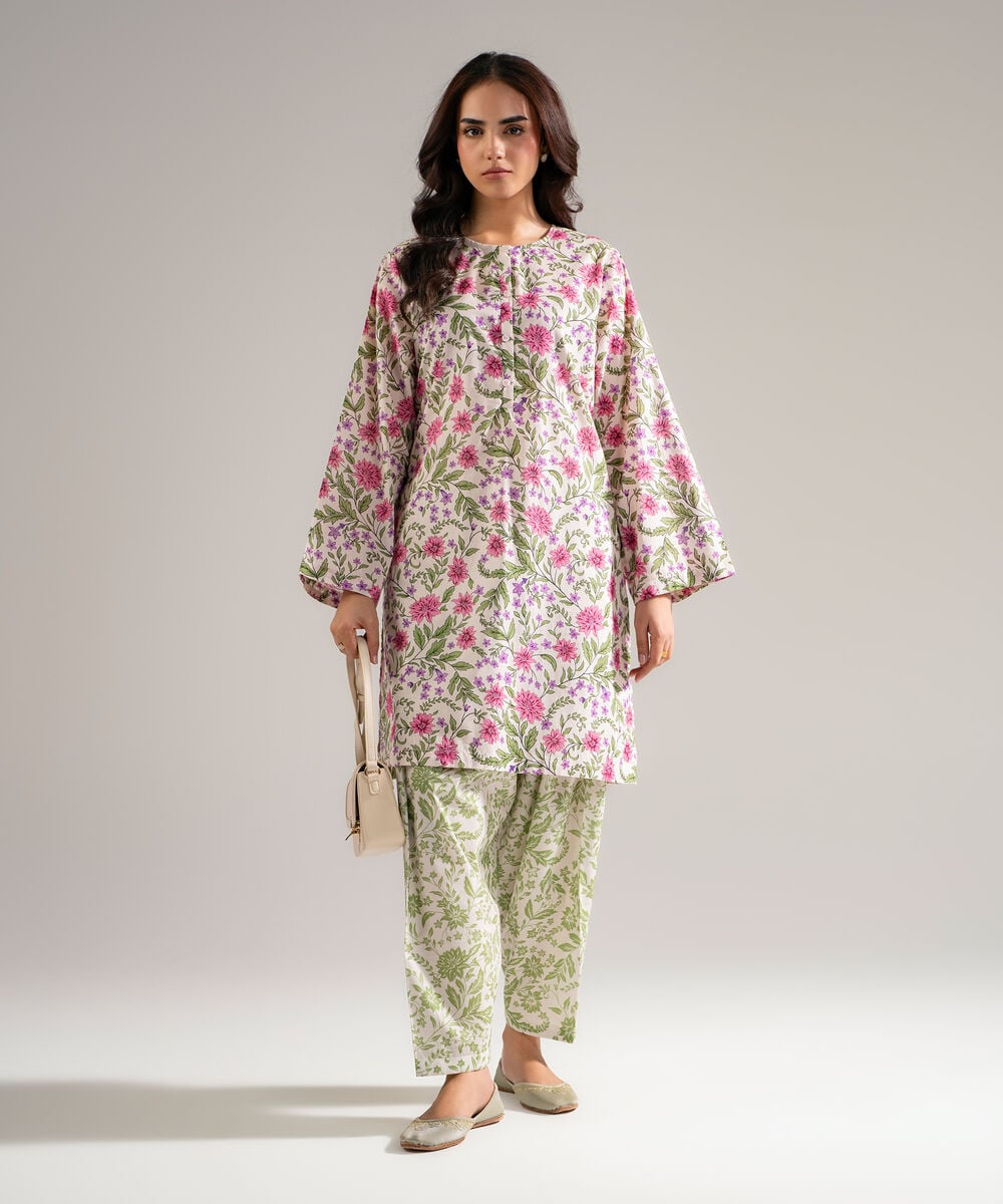 Women's RTW Lawn Printed Off White Straight Shirt