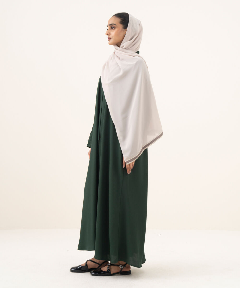 Women's emerald green button through kimono Abaya