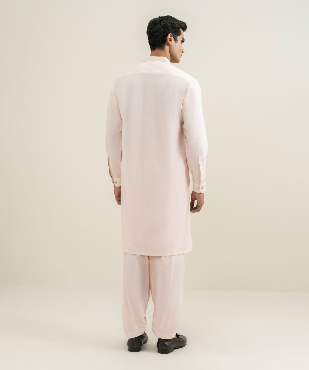Men's light pink Blended Yarn Dyed Kameez Shalwar