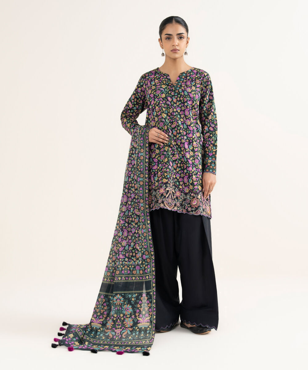 Women's Unstitched Lawn Printed Multi 3 Piece Suit