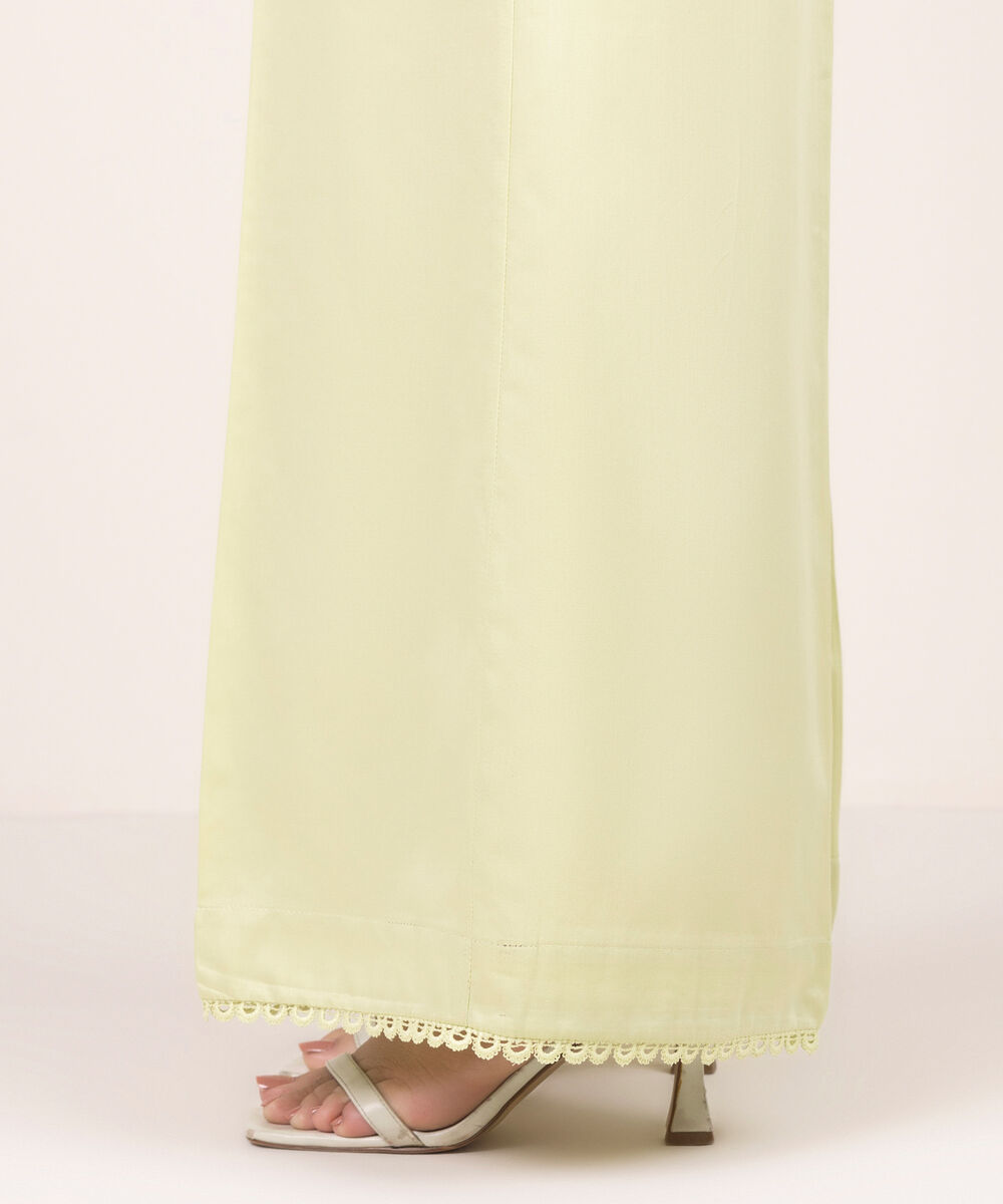 Women's RTW Cambric Solid Yellow Flared Pants