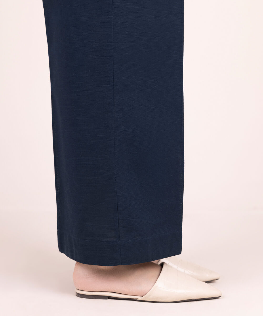 Women's RTW Cotton Solid Blue Culottes