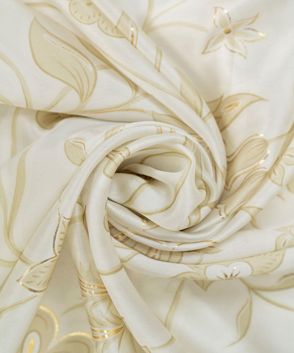 Foil Silk Printed Off White Dupatta
