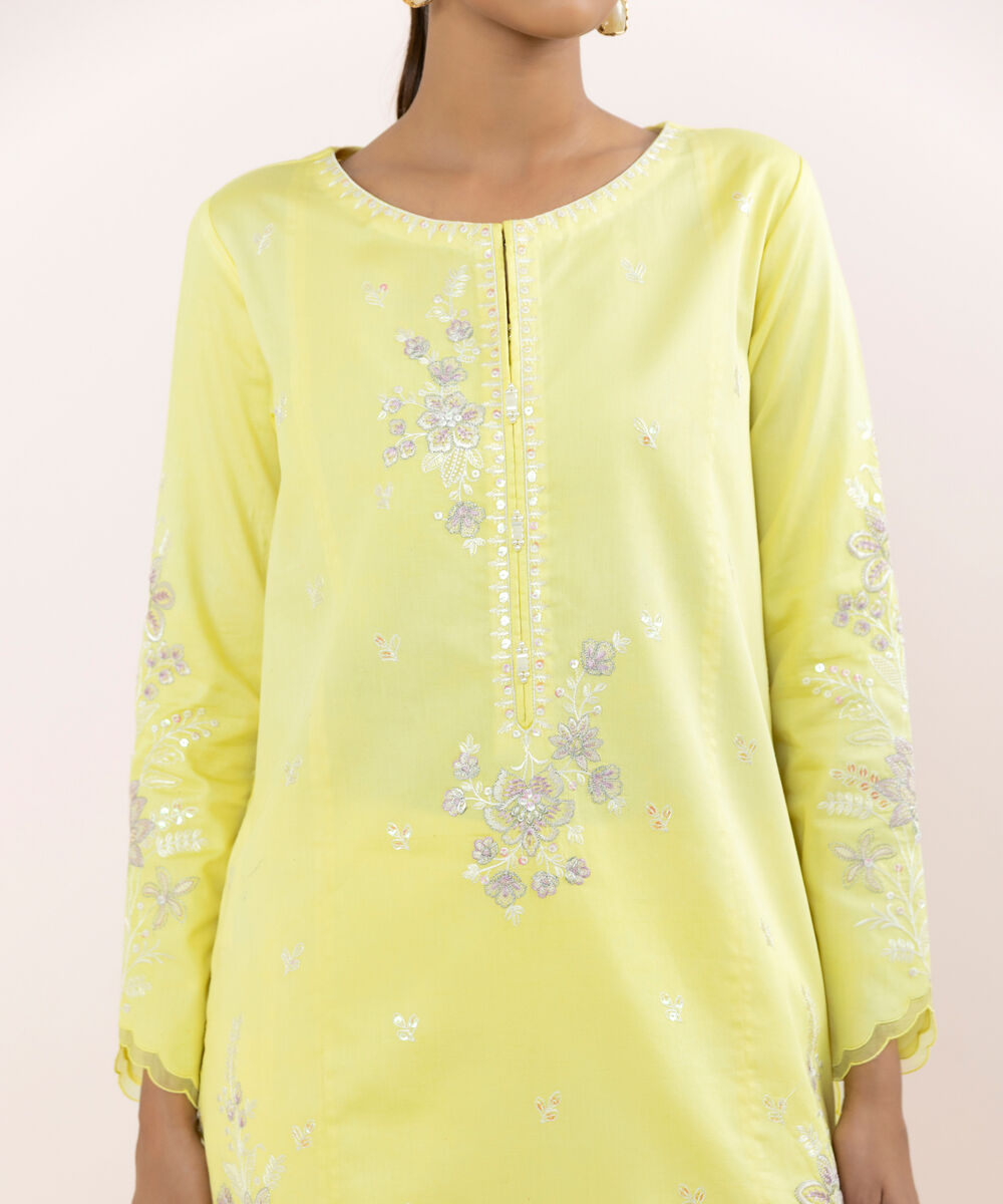 Women's Unstitched Light Cotton Satin Dyed Three Piece Suit