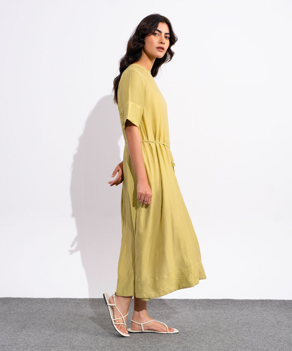 Women's Sage Green Textured Maxi Dress