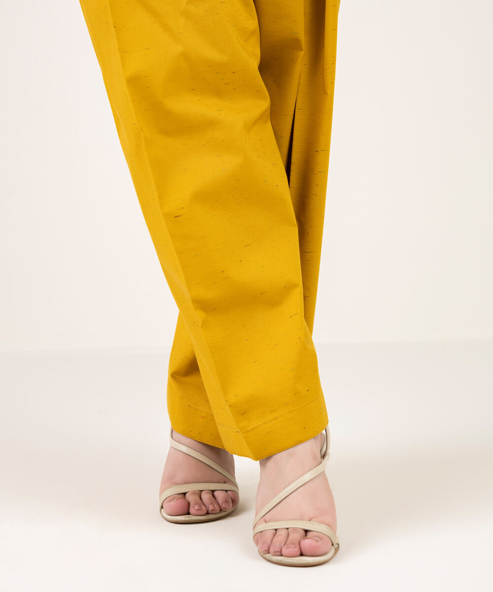 Women's RTW Multi Neps Solid Mustard Shalwar