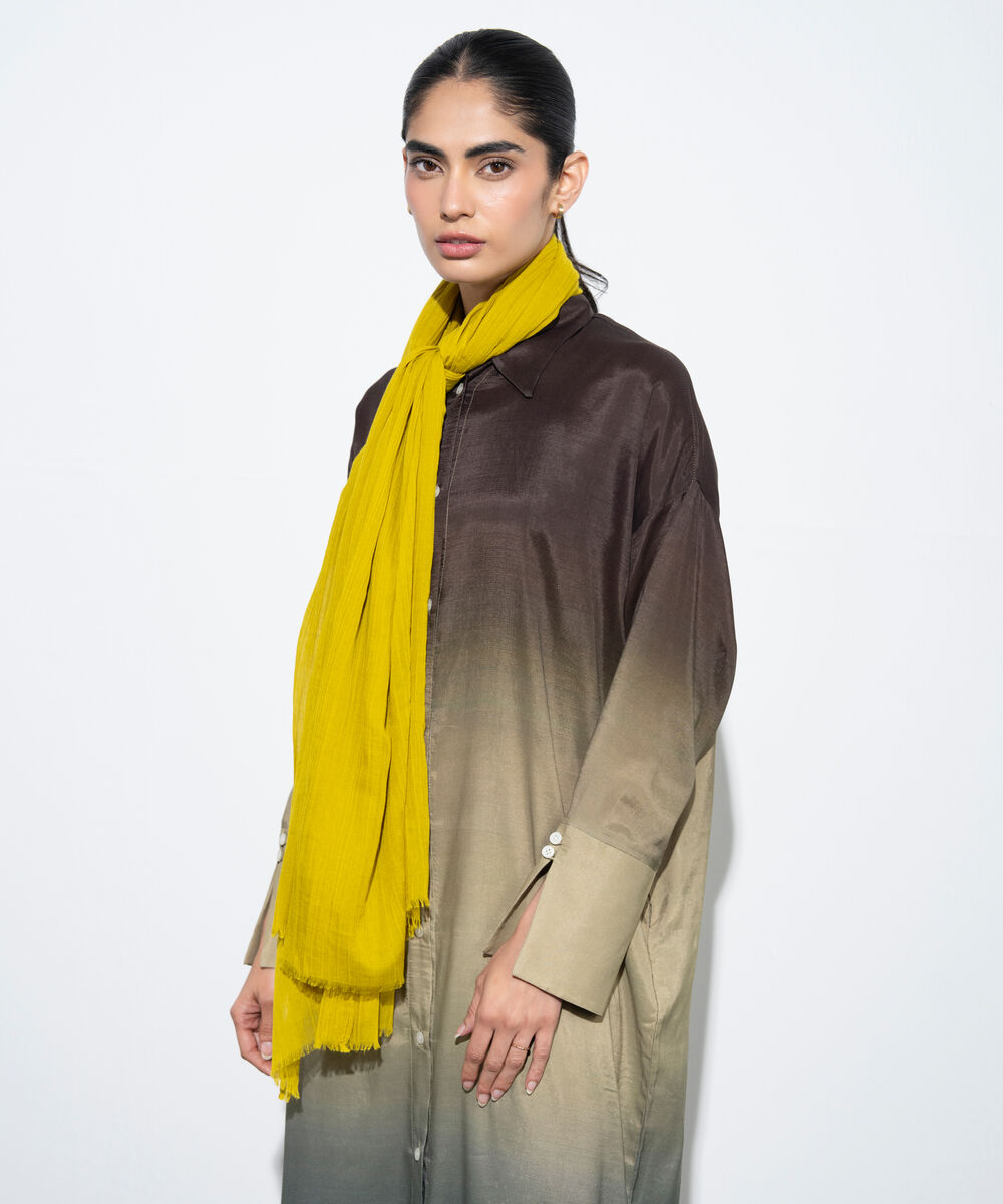 Women's Western Mustard  Textured Scarf